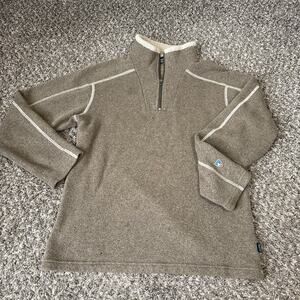 Kuhl Pullover Mens M Brown Europa 1/4 Zip Alfpaca Fleece Rugged Hiking Brown